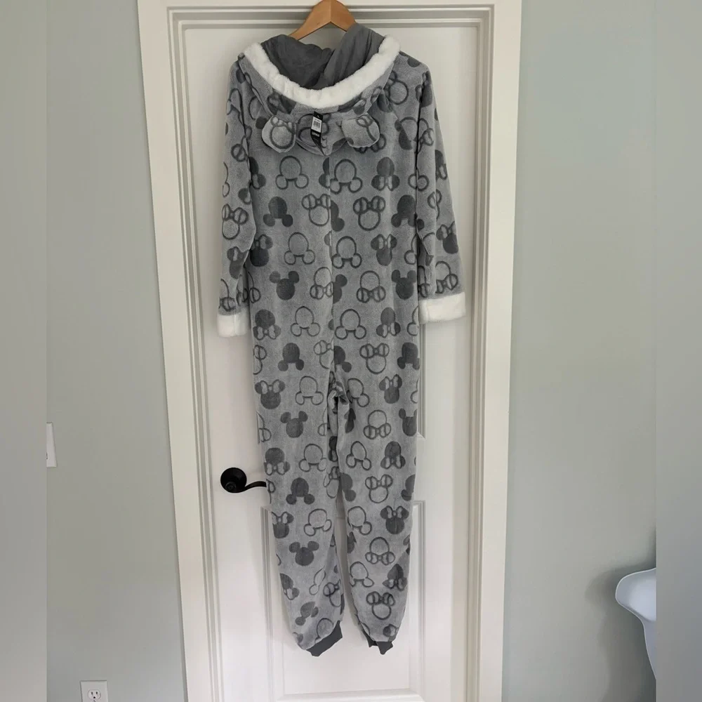 NWT Disney Midweight Women's Hooded Mickie & Minnie Onesie Lounge/Pajama M - Picture 6 of 8